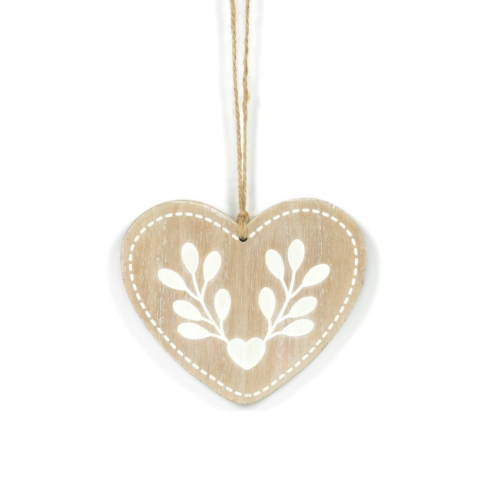 5" Reversible Wood Ornament - Heart | Brown and Tan