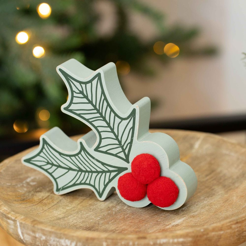 6" Reversible Chunky Wood Shape - Holly