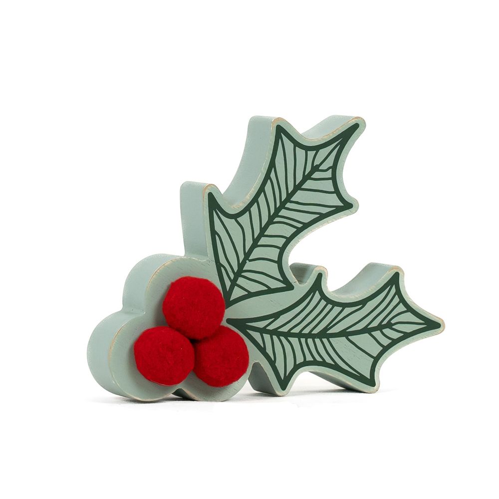6" Reversible Chunky Wood Shape - Holly