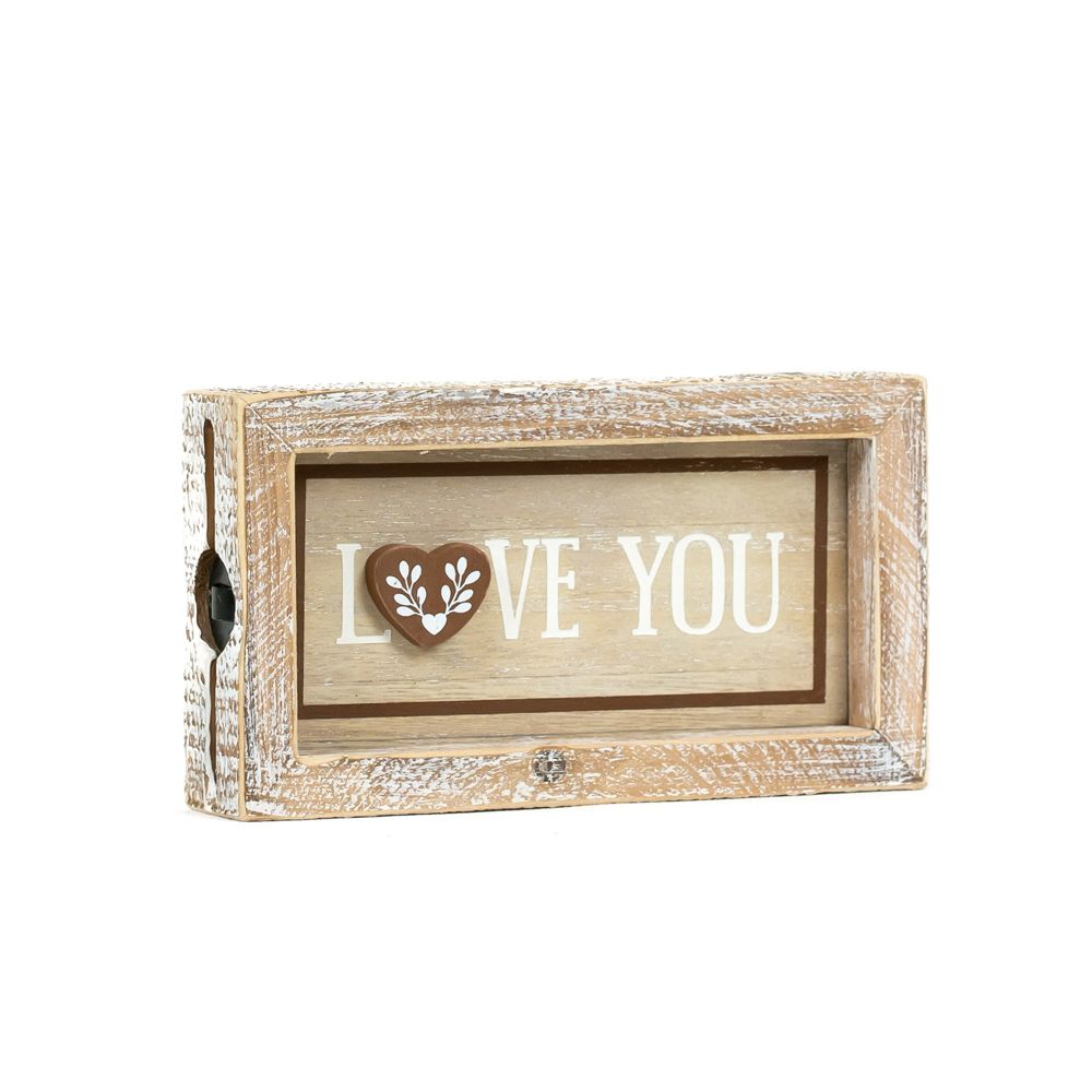7" x 4" Reversible Wood Frame Sign - Happy Holidays/Love You | Multicolor