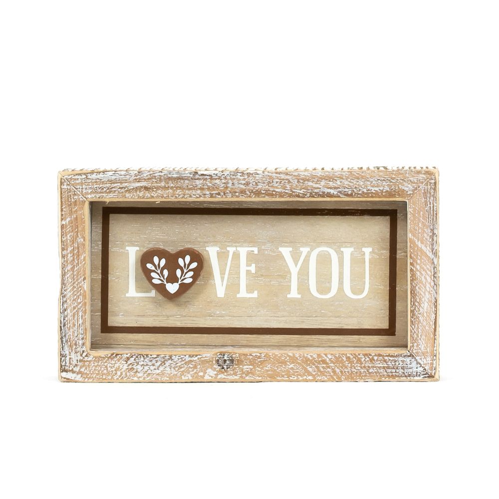 7" x 4" Reversible Wood Frame Sign - Happy Holidays/Love You | Multicolor