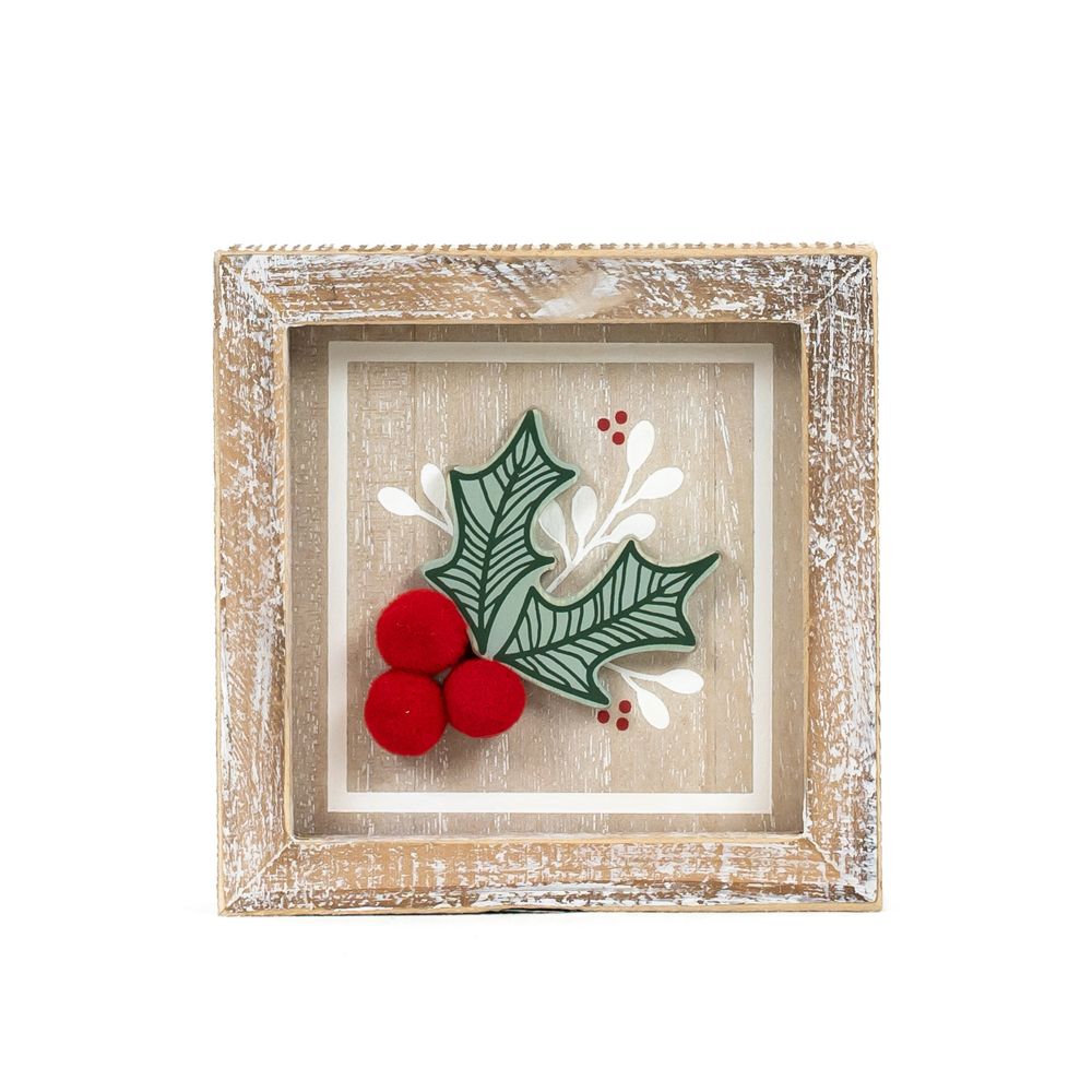 5" Reversible Wood Frame Sign - Holly and Merry Christmas Darling | Multicolor
