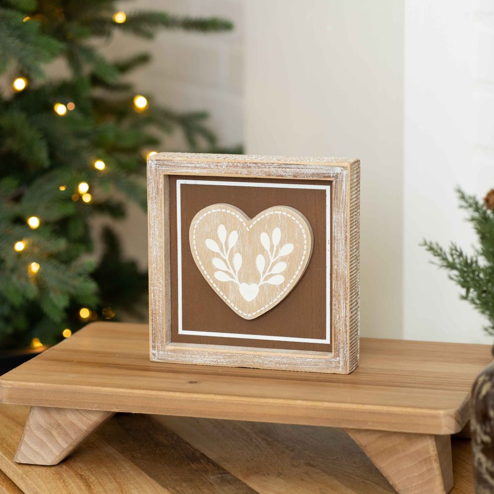 7" Reversible Wood Frame Sign - Bell/Heart | Multicolor