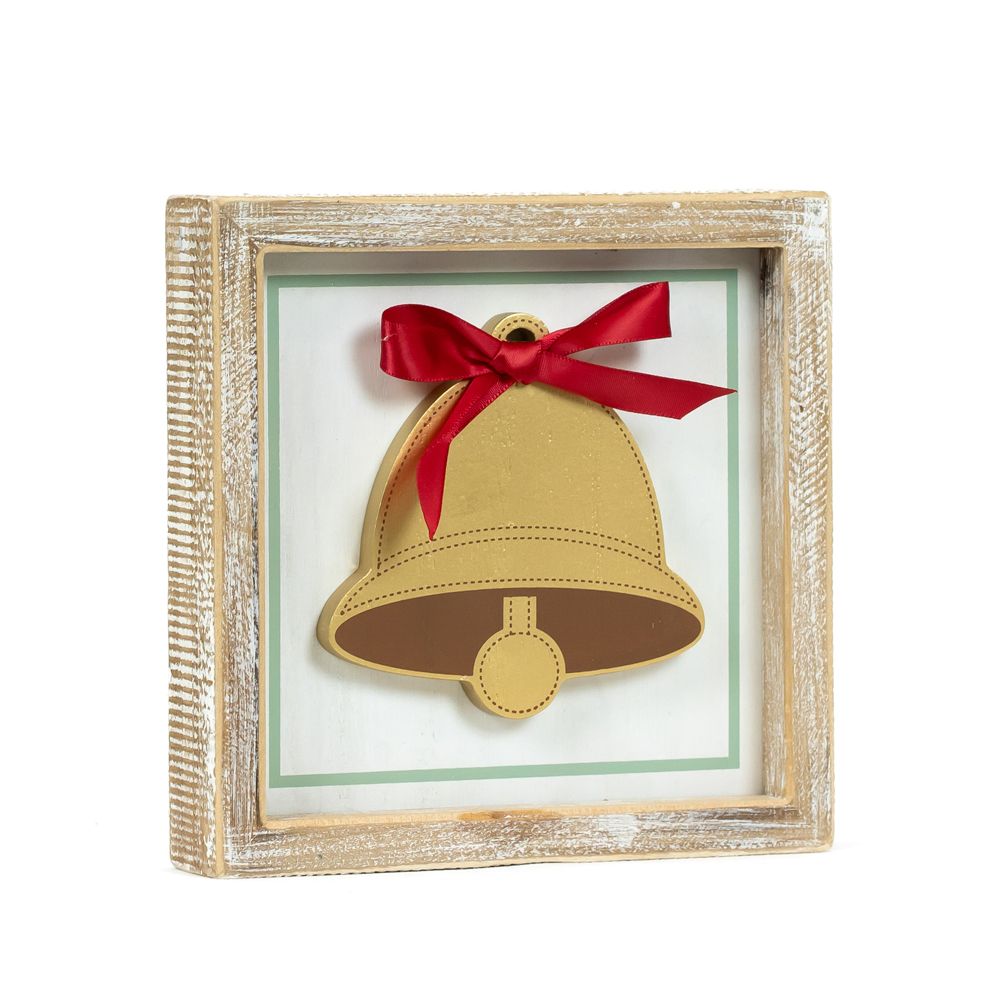 7" Reversible Wood Frame Sign - Bell/Heart | Multicolor