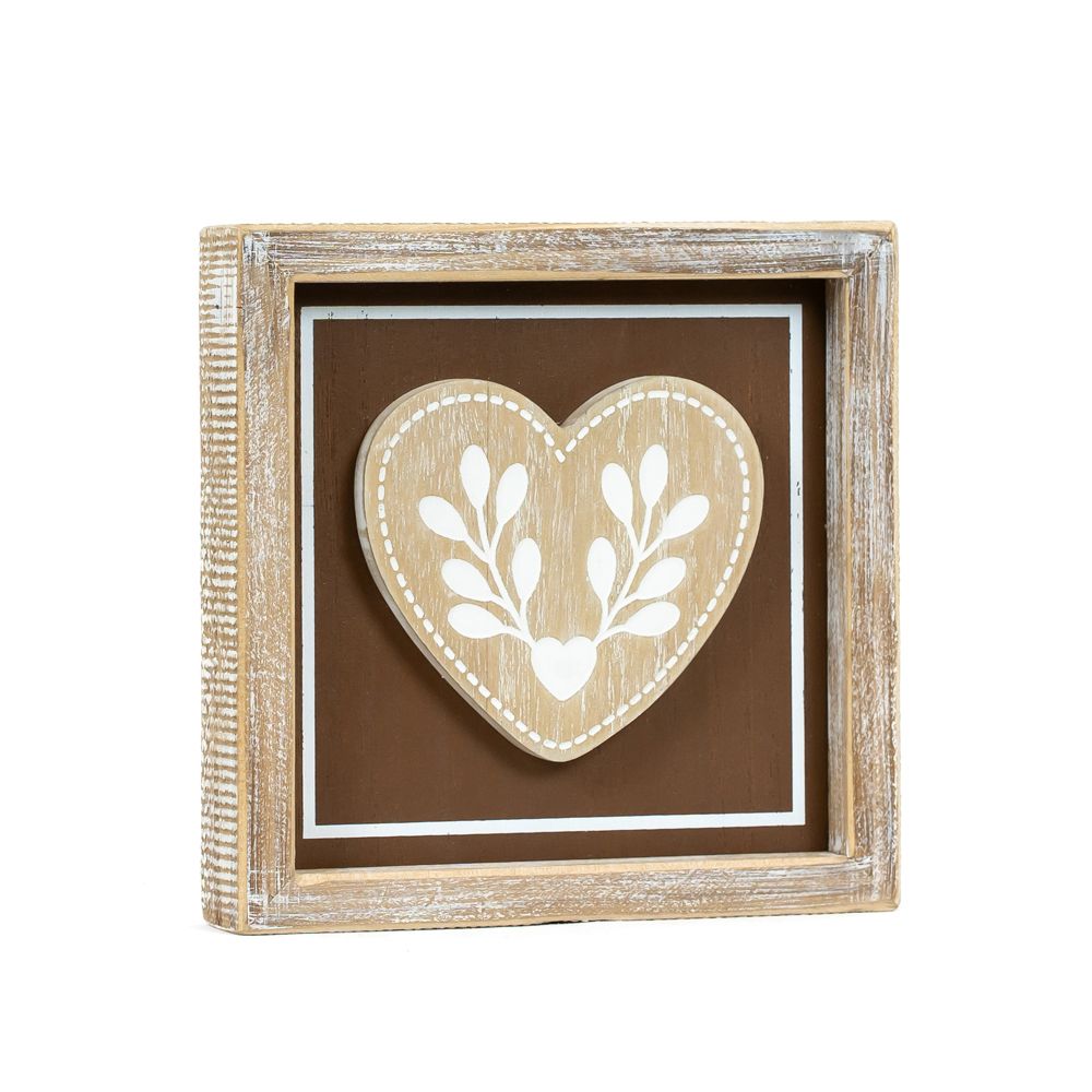 7" Reversible Wood Frame Sign - Bell/Heart | Multicolor