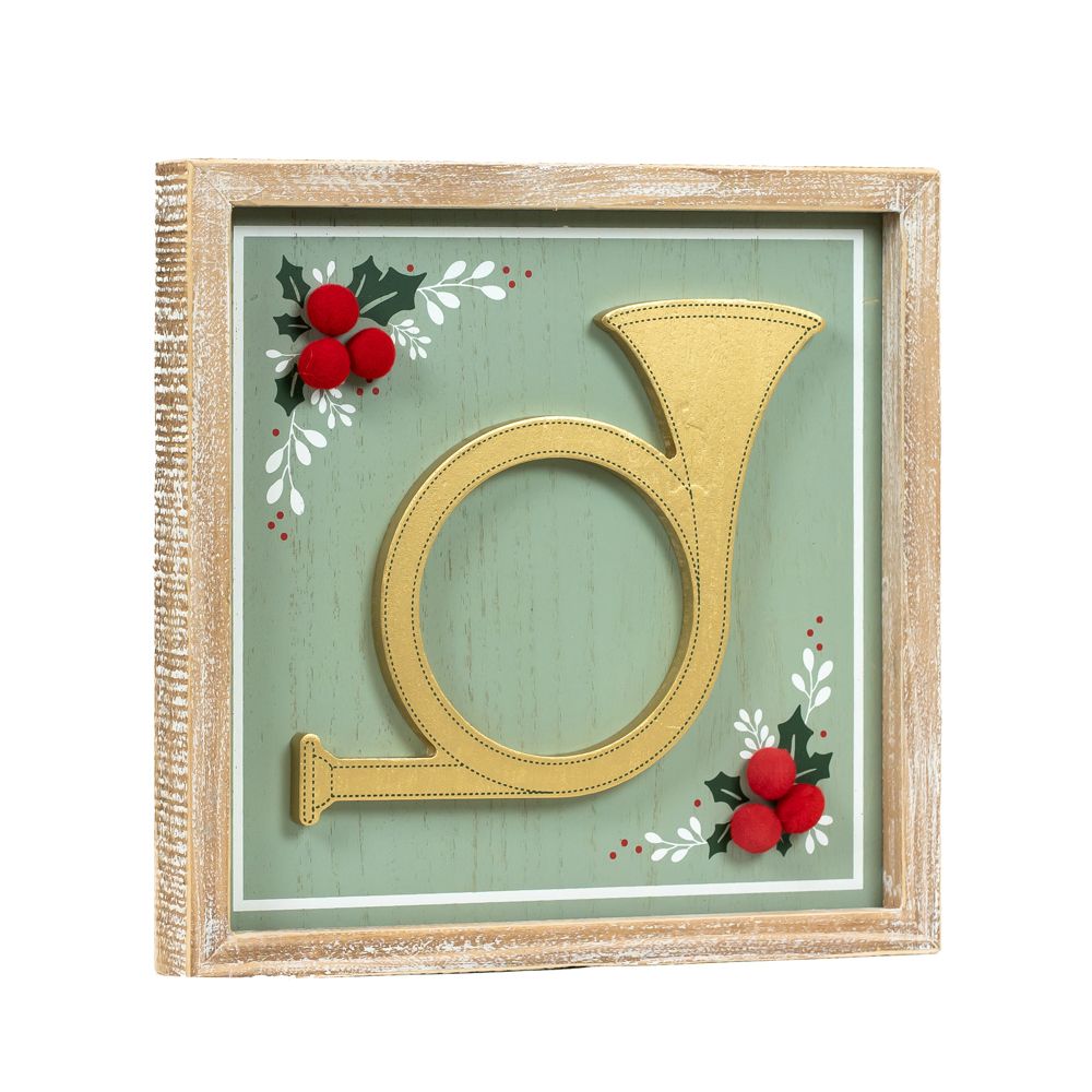 10" Reversible Wood Frame Sign - Horn/Bless Our Home | Multicolor