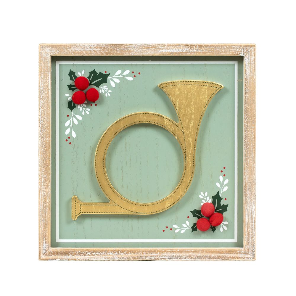 10" Reversible Wood Frame Sign - Horn/Bless Our Home | Multicolor