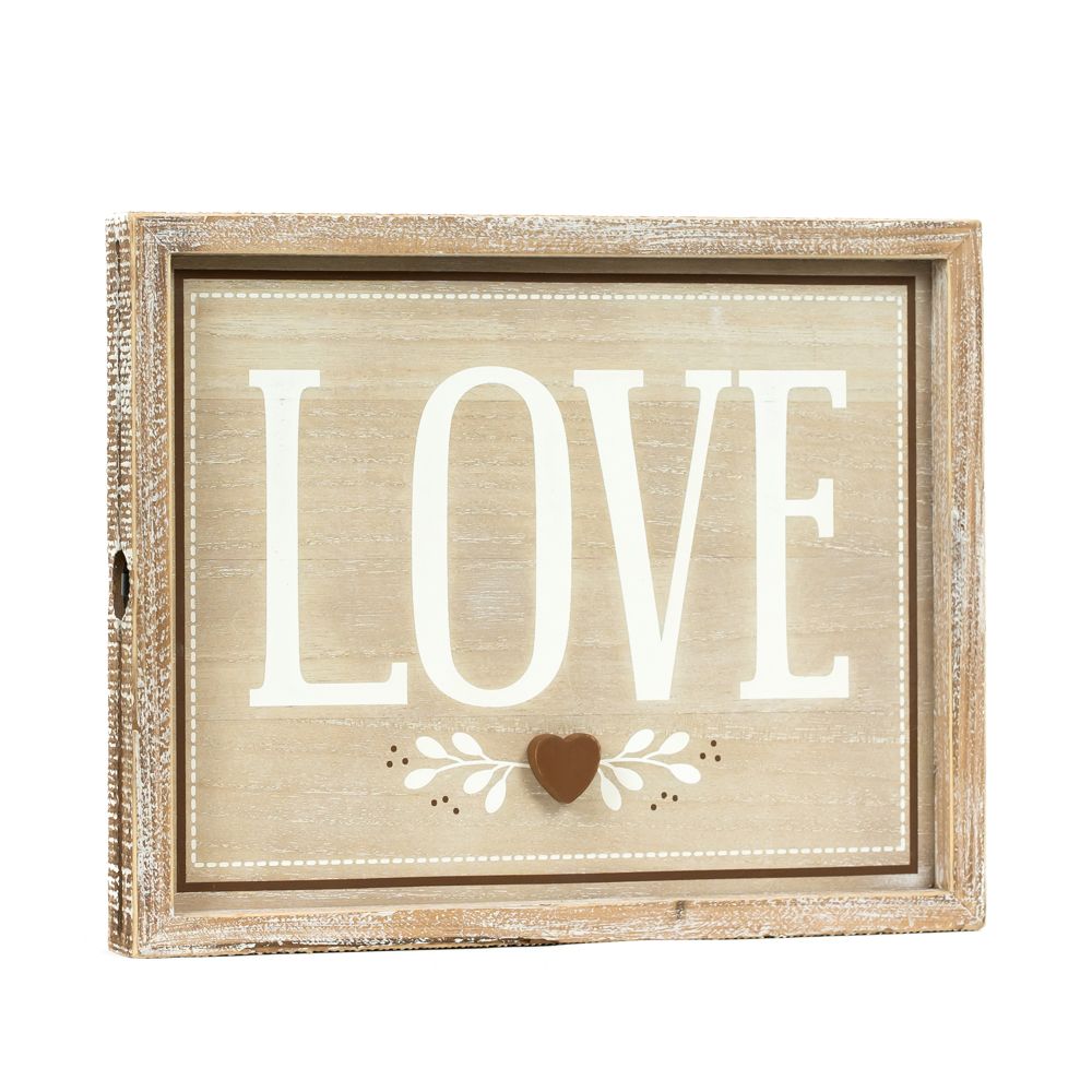 13" x 10" Reversible Wood Frame Sign - Joy/Love | Multicolor
