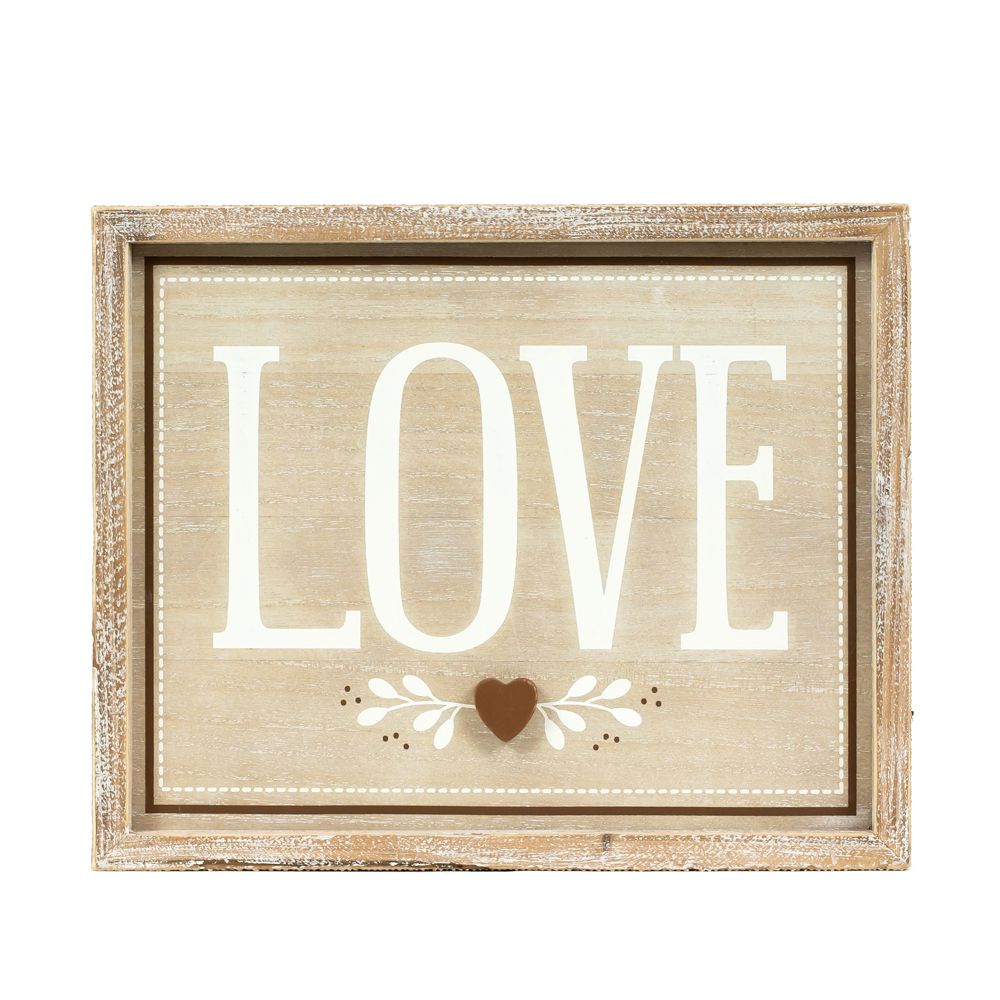 13" x 10" Reversible Wood Frame Sign - Joy/Love | Multicolor
