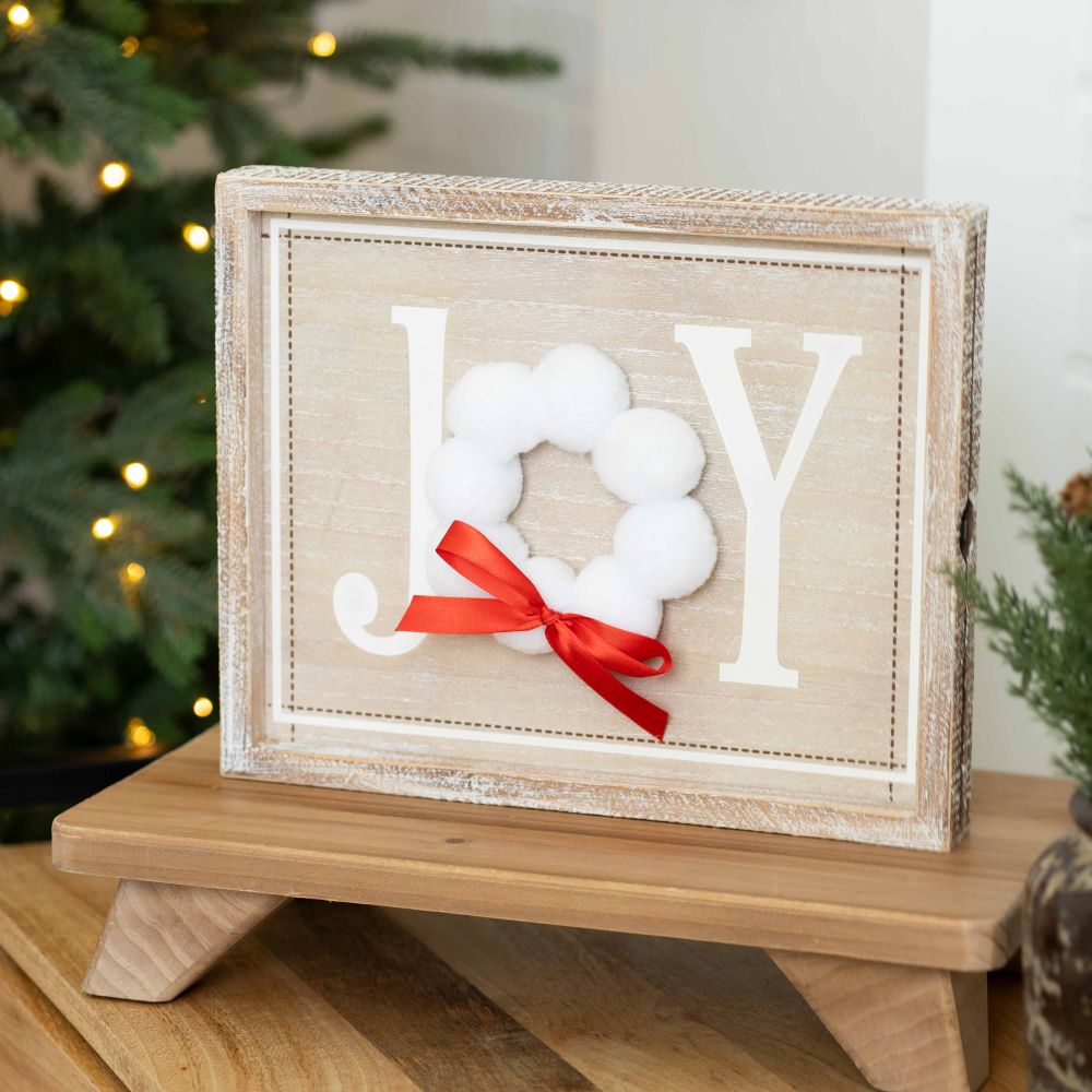 13" x 10" Reversible Wood Frame Sign - Joy/Love | Multicolor