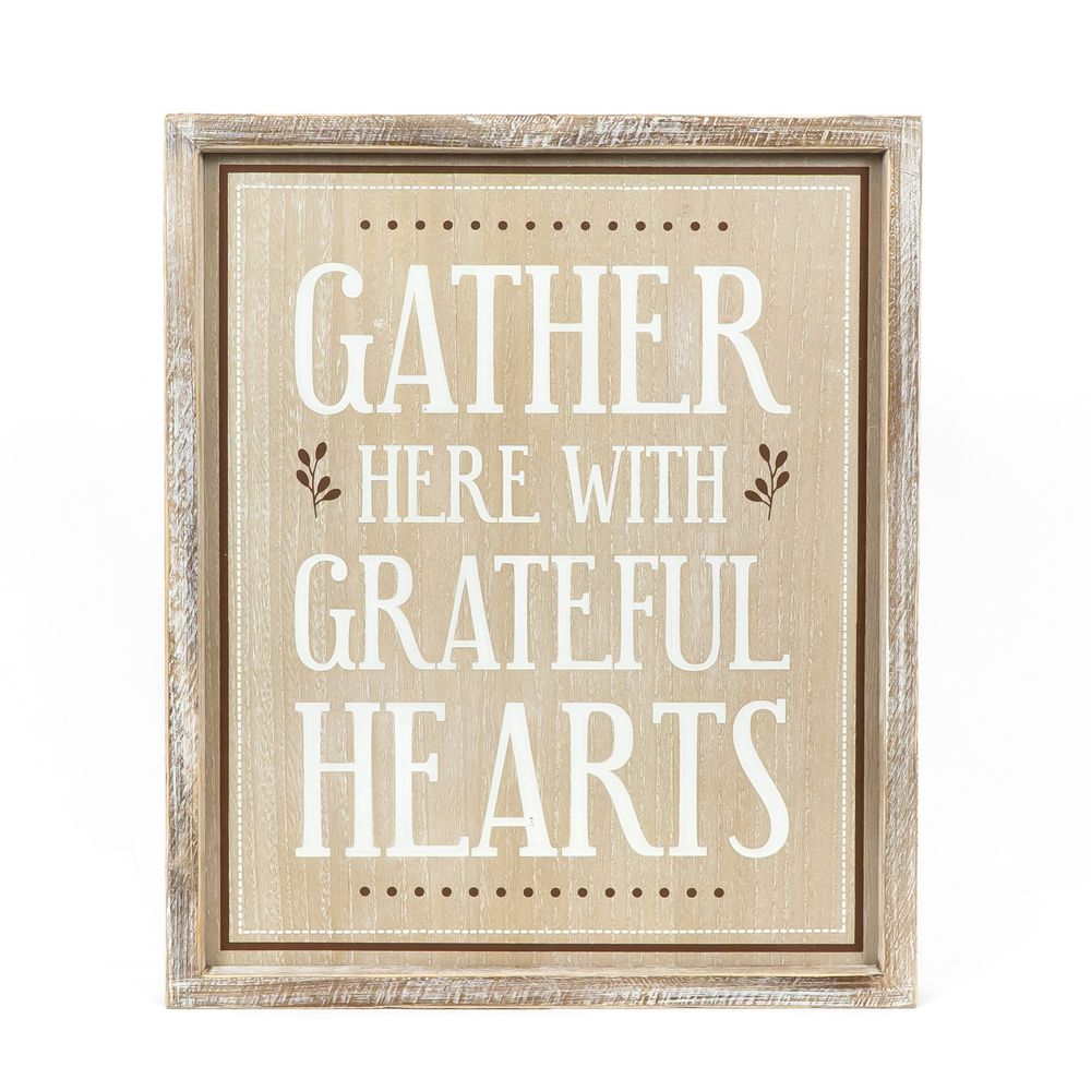 17" x 20" Reversible Wood Frame Sign - Snow Place Like Home/Grateful Hearts | Multicolor