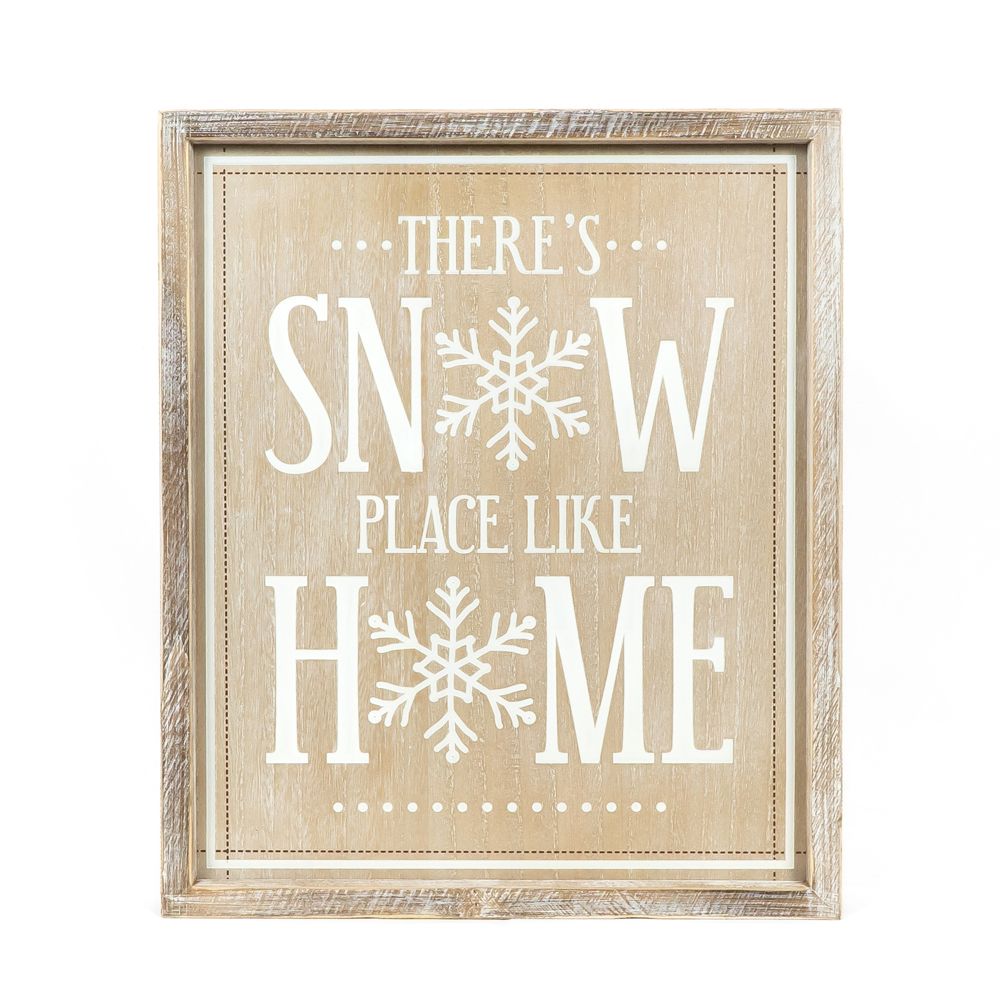 17" x 20" Reversible Wood Frame Sign - Snow Place Like Home/Grateful Hearts | Multicolor