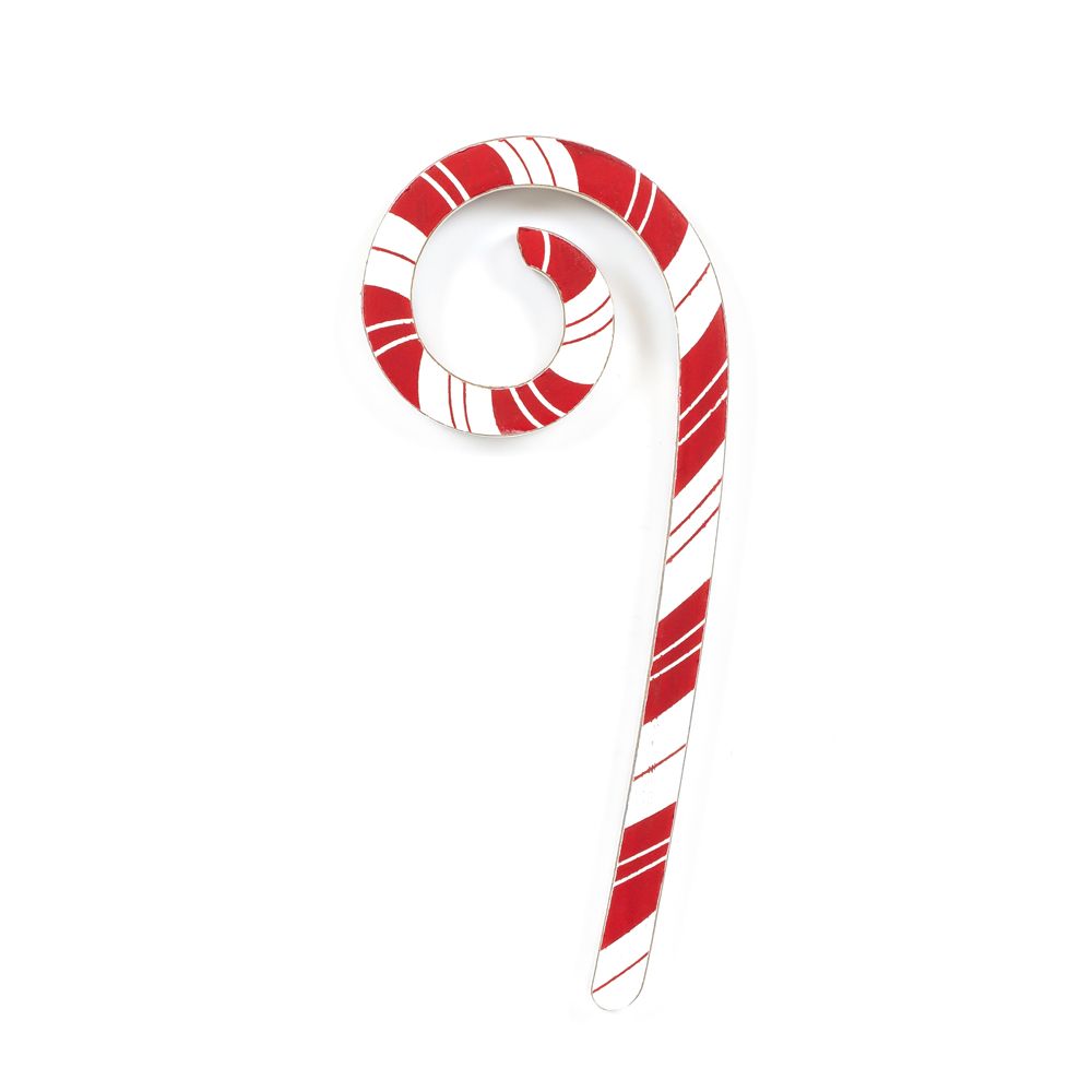 3x8x.5 wood candy cane, rd/wh