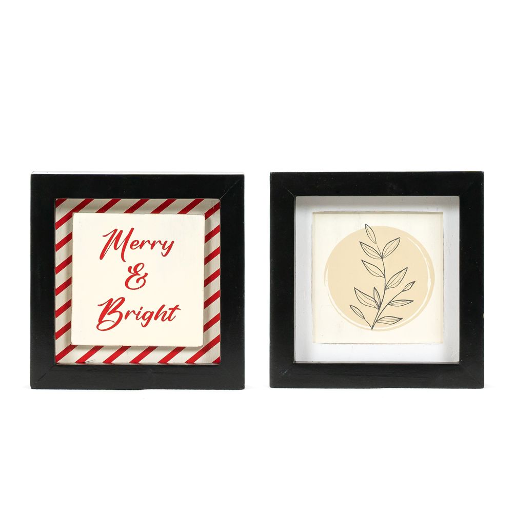 5x5x1.5 rvs wood frame sign (MERRY/PLANT)