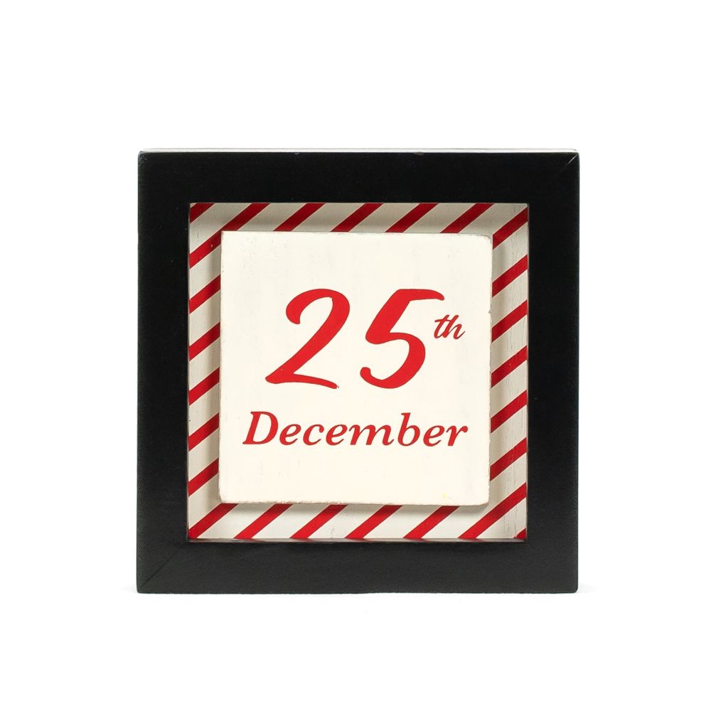5" Reversible Wood Frame Sign - 25th December/Plant