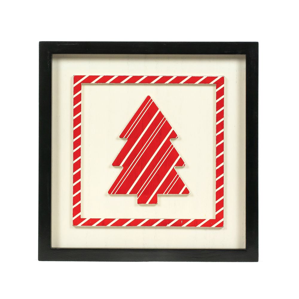 10" Reversible Wood Frame Sign - Tree/Stripe | Multicolor