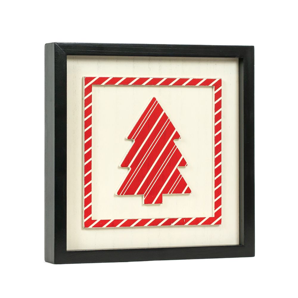 10" Reversible Wood Frame Sign - Tree/Stripe | Multicolor