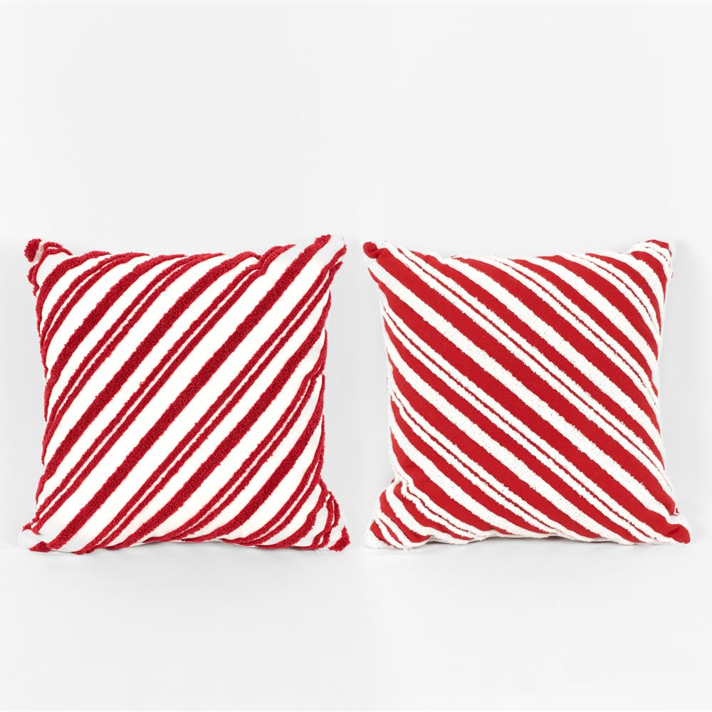 16x16x4 rvs pillow (STRIPE) rd/wh