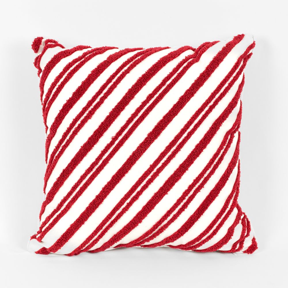16" Reversible Pillow - Stripe | Red and White