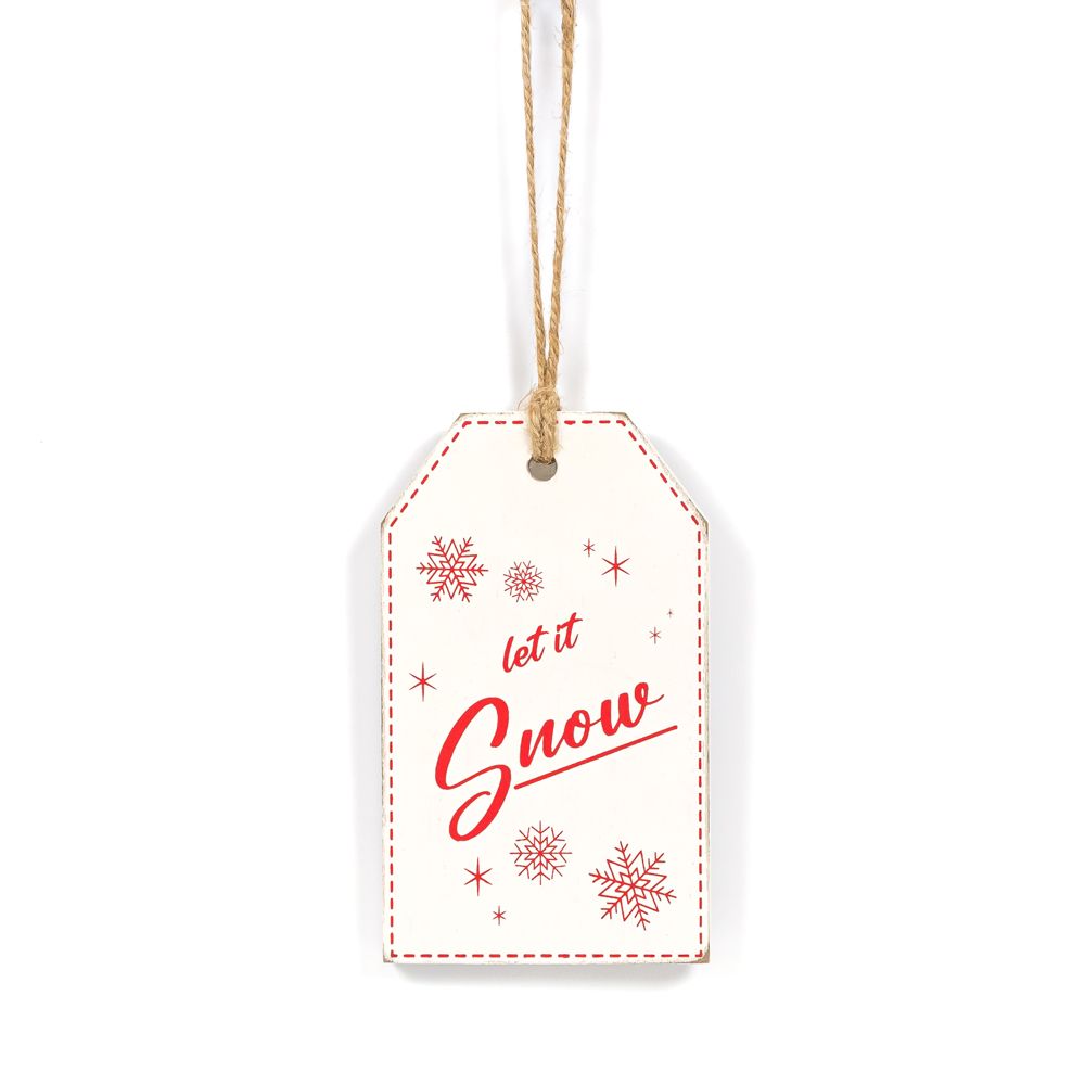 5" Reversible Wood Tag - Snow/Snowman | White and Red