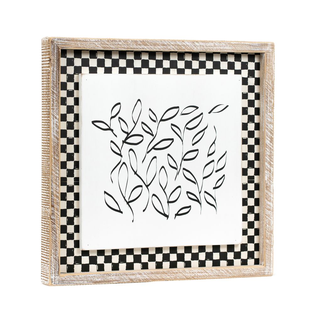 13" Reversible Wood Frame Sign - Reindeer/Leaves | Multicolor