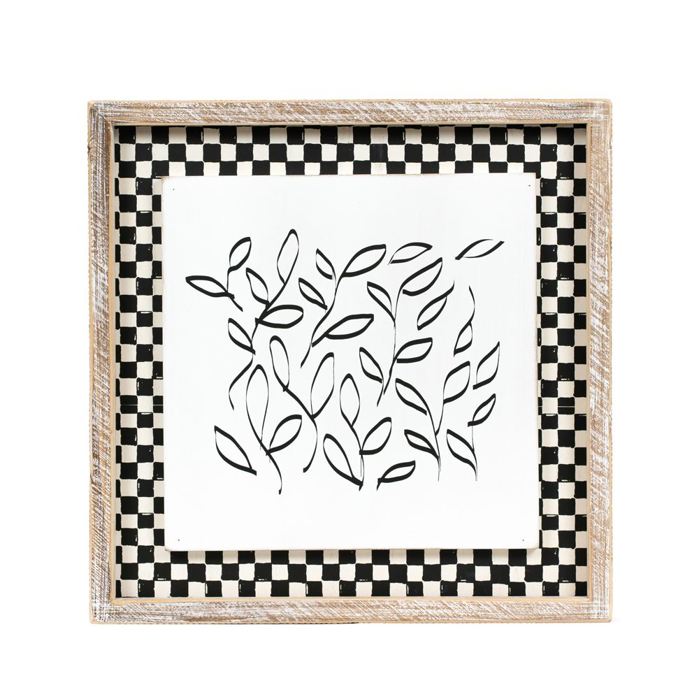13" Reversible Wood Frame Sign - Reindeer/Leaves | Multicolor