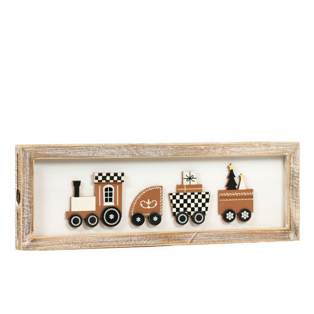 17" x 6" Reversible Wood Frame Sign - Train/Welcome | Multicolor
