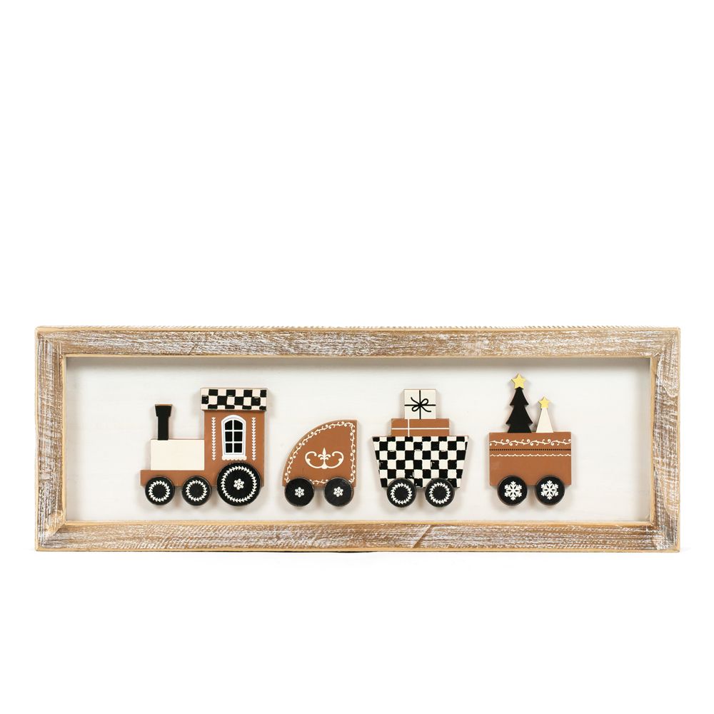 17" x 6" Reversible Wood Frame Sign - Train/Welcome | Multicolor