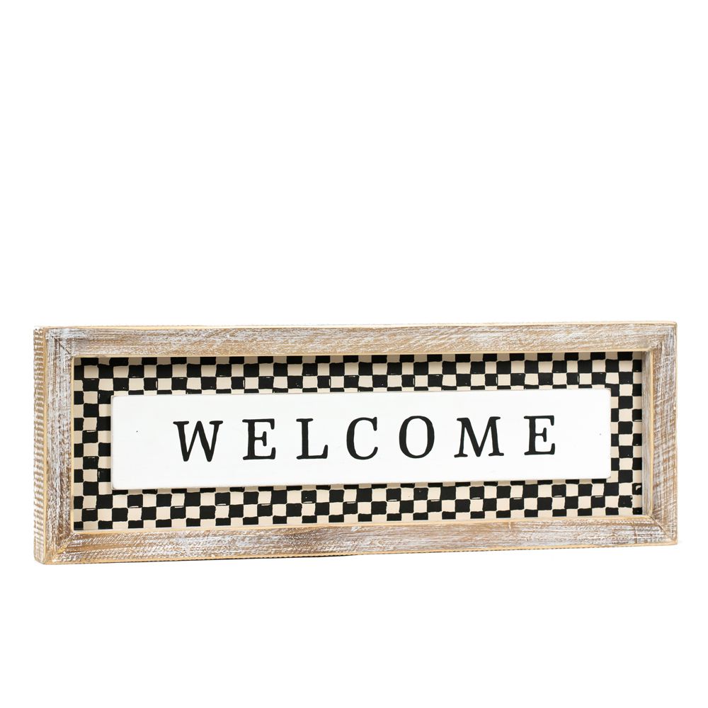 17" x 6" Reversible Wood Frame Sign - Train/Welcome | Multicolor