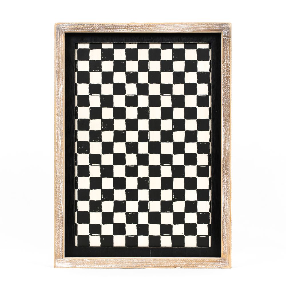 10" x 14" Reversible Wood Frame Sign - Santa/Checkered | Multicolor
