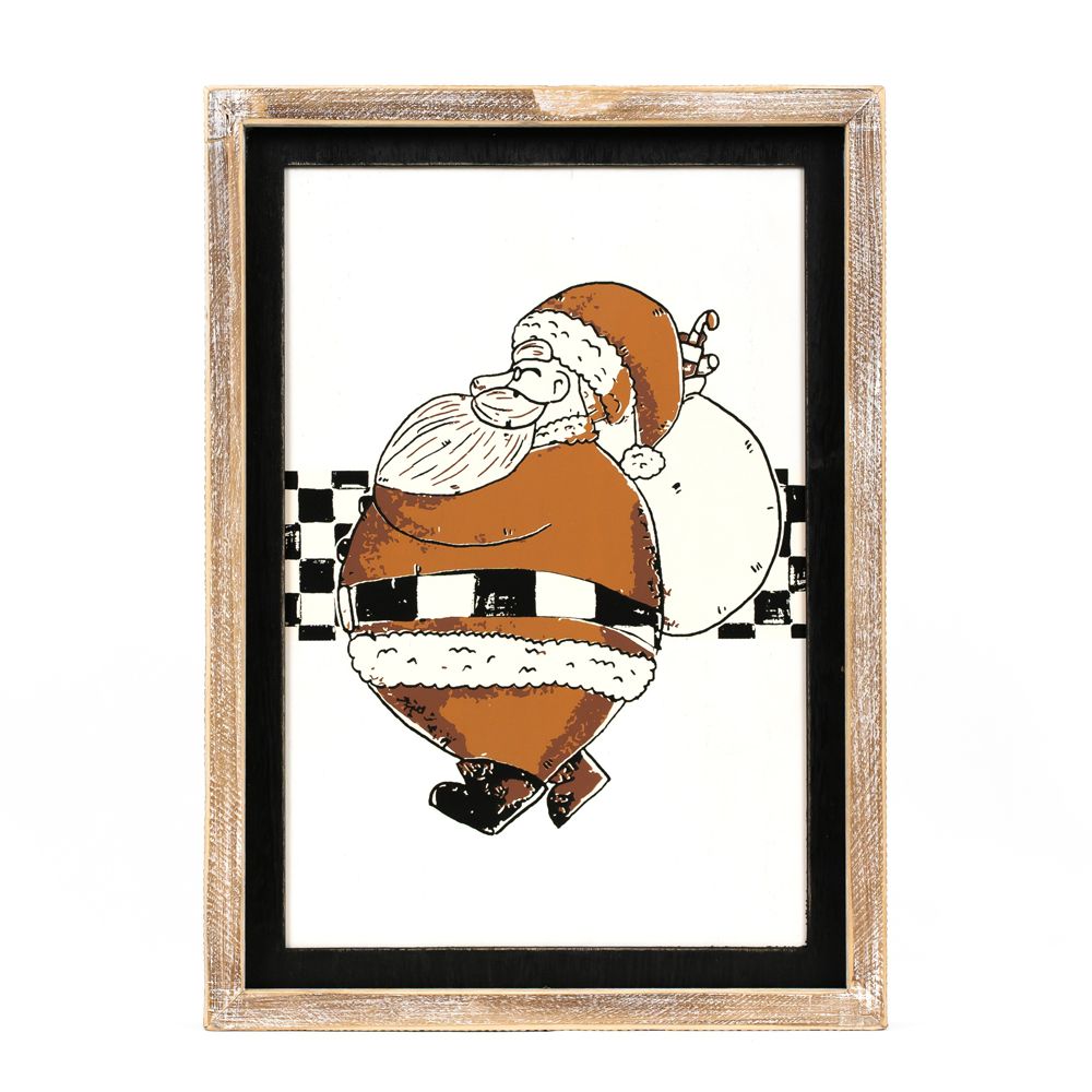 10" x 14" Reversible Wood Frame Sign - Santa/Checkered | Multicolor