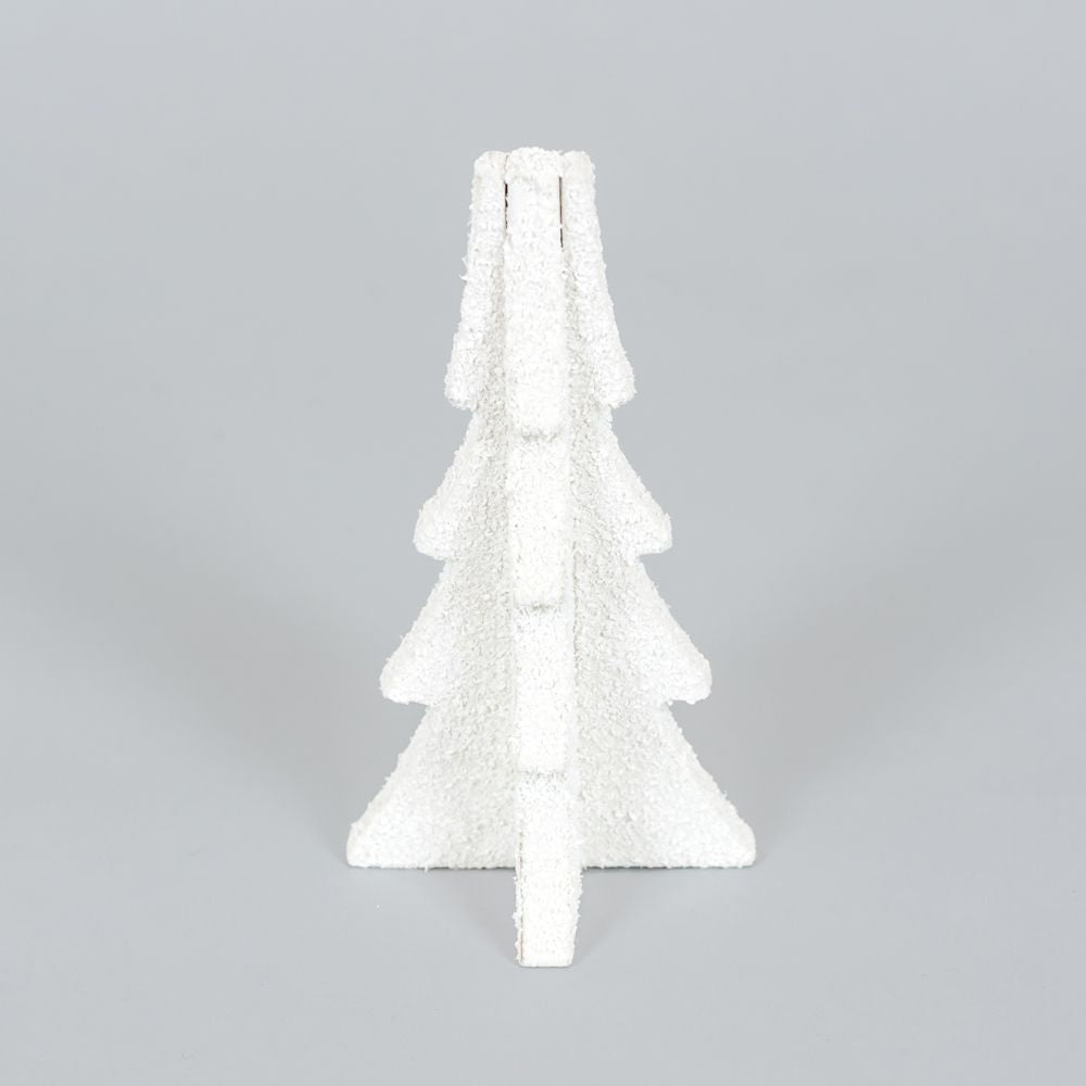 6" Wood Cutout Tree - Christmas | White