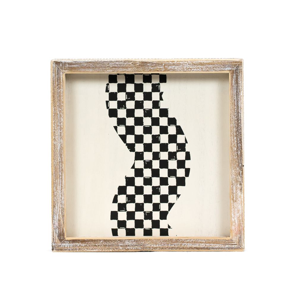 8" Reversible Wood Framed Sign - Balls/Squiggle | Multicolor