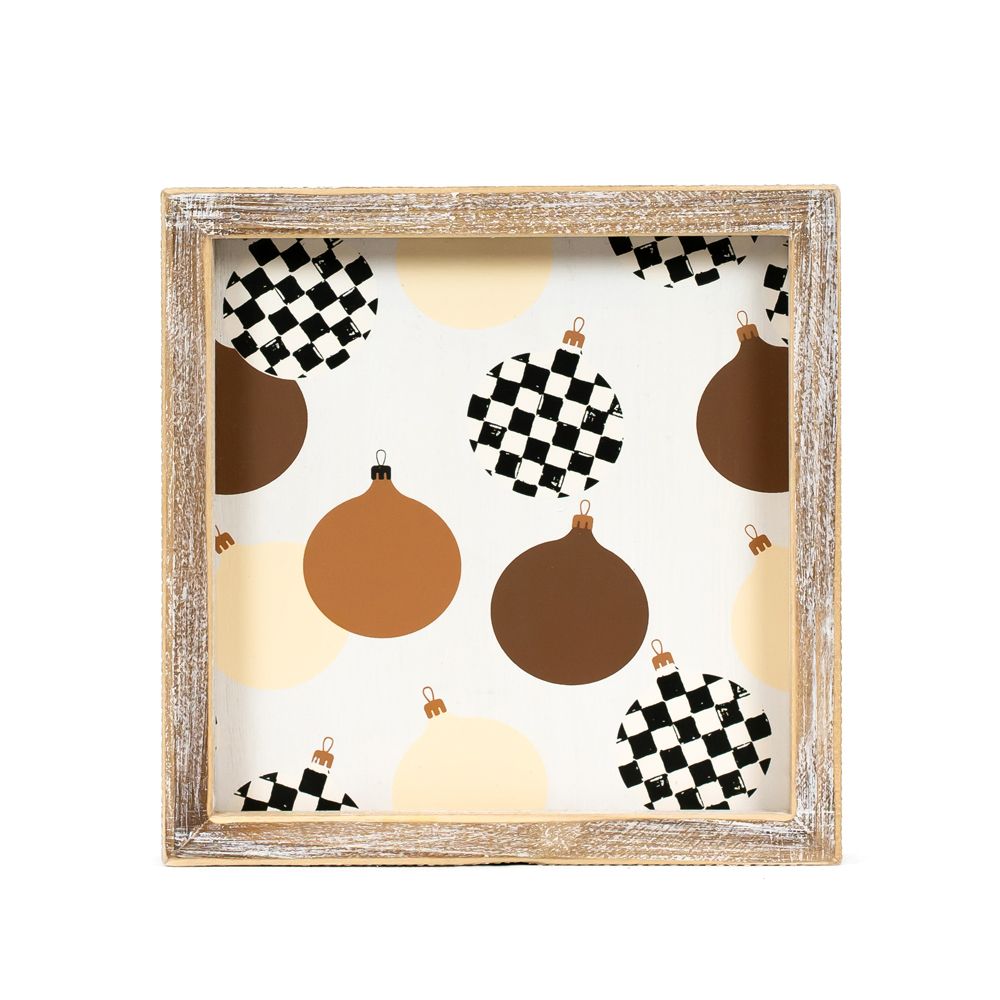 8" Reversible Wood Framed Sign - Balls/Squiggle | Multicolor