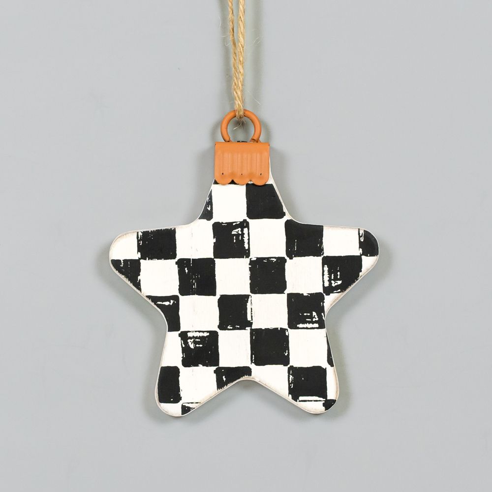 4x4x.5 wood ornament (STAR) wh/bk