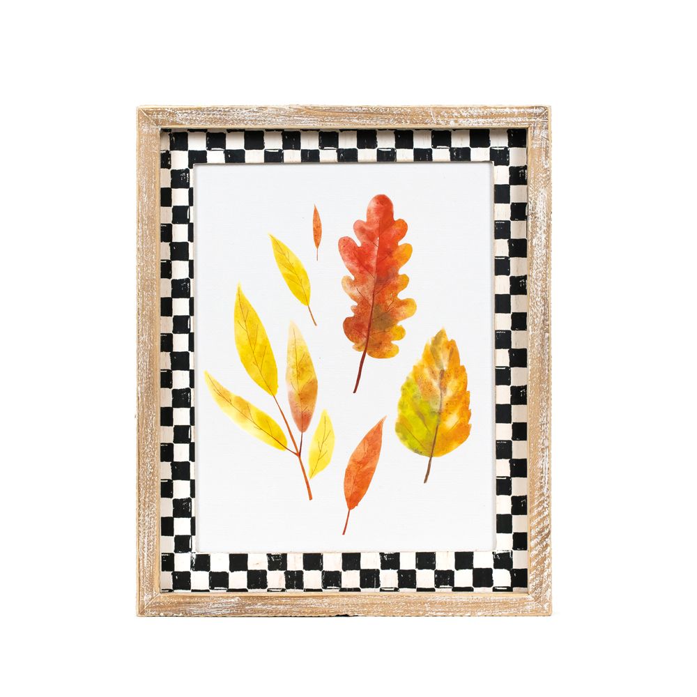 10" x 13" Reversible Wood Frame Sign - Hat and Leaf | Multicolor
