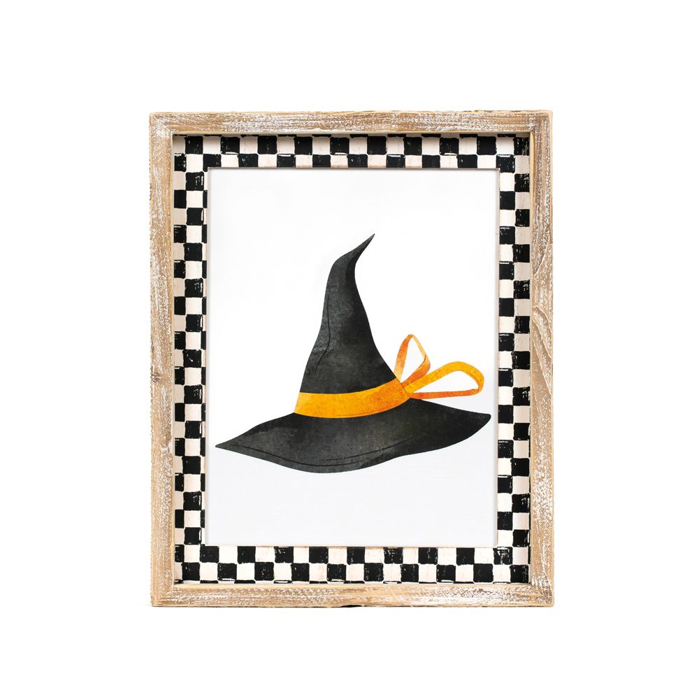 10" x 13" Reversible Wood Frame Sign - Hat and Leaf | Multicolor