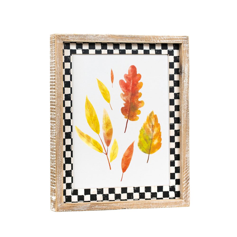 10" x 13" Reversible Wood Frame Sign - Hat and Leaf | Multicolor