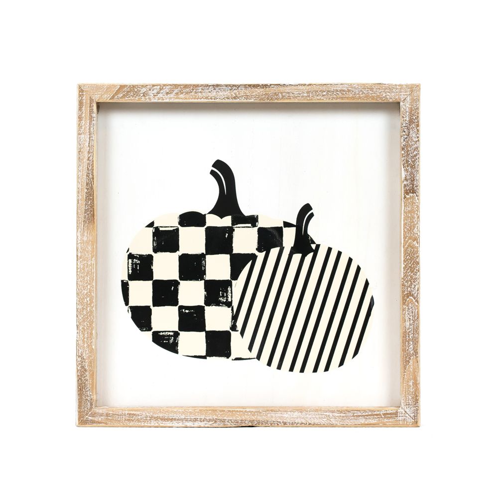 10" Reversible Wood Frame Sign - Pumpkin and Pie | Multicolor | Sweet and Spooky