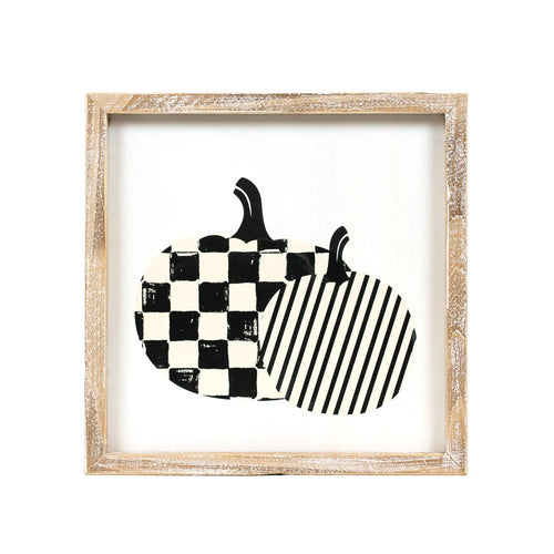 10" Reversible Wood Frame Sign - Pumpkin and Pie | Multicolor | Sweet and Spooky