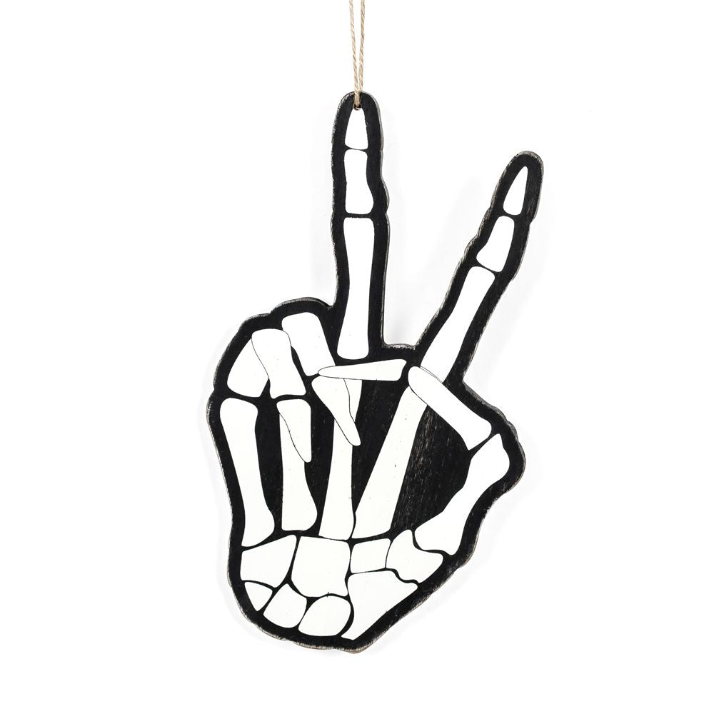 10" Wood Ornament - Peace | Black and White