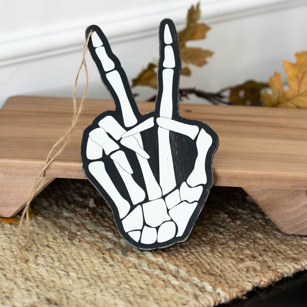 10" Wood Ornament - Peace | Black and White