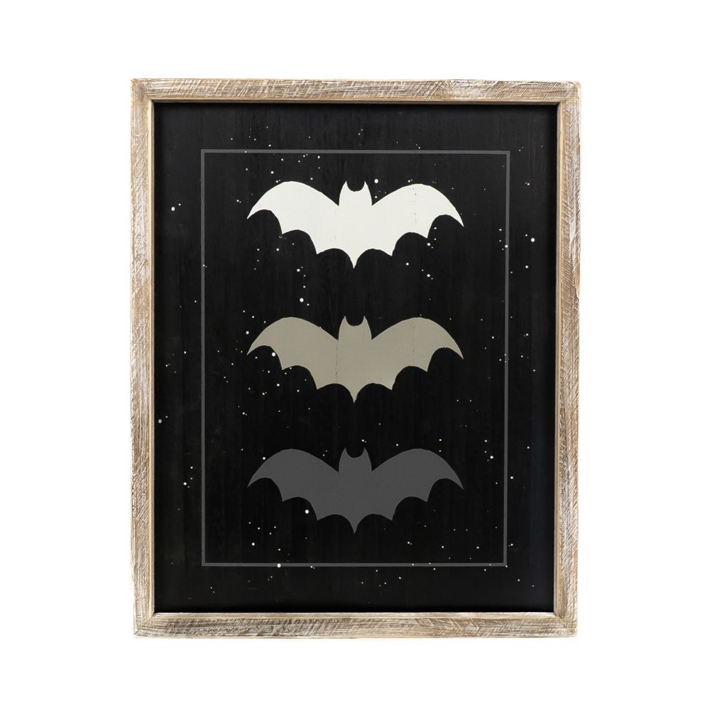 16" x 20" Reversible Wood Frame Sign - Bat and Pumpkin | Multicolor