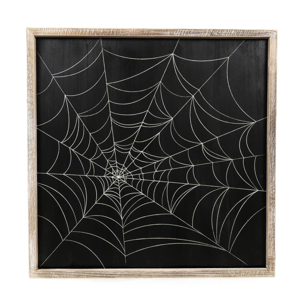 24" Reversible Wood Frame Sign - Web and Gourd | Multicolor | Sweet and Spooky