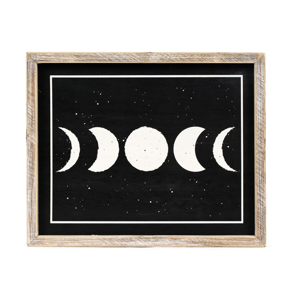 10" x 13" Reversible Wood Frame Sign - Moon/Plant | Multicolor