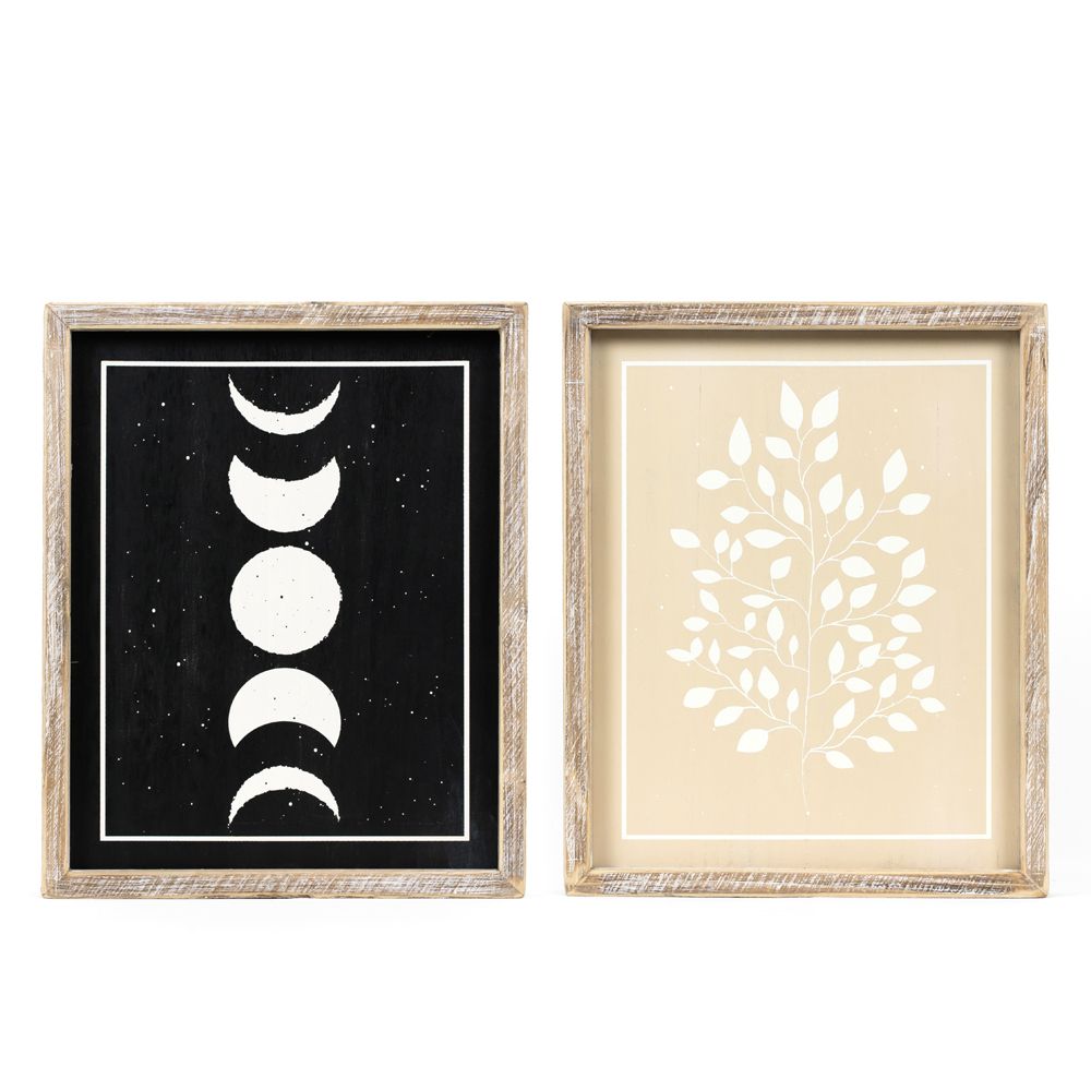 10x13x1.5 rvs wood frame sign (MOON/PLANT)