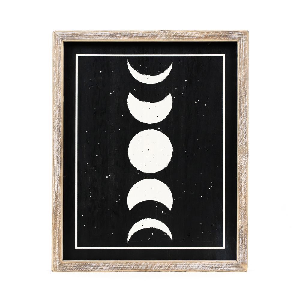 10" x 13" Reversible Wood Frame Sign - Moon/Plant | Multicolor
