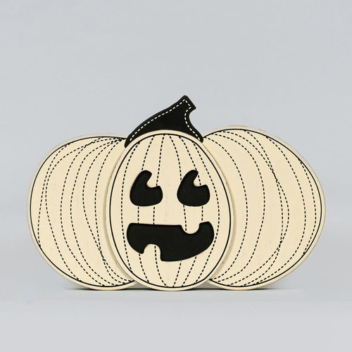 10x7x1.25 chunky wood shape (JACKOLANTERN) tan/bk