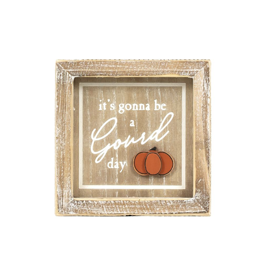 5" Reversible Wood Frame Sign - Pumpkin/Gourd Day