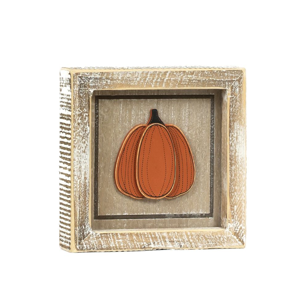 5" Reversible Wood Frame Sign - Pumpkin/Gourd Day